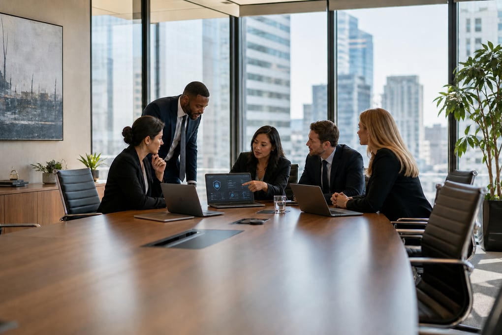 Modern Law Firm Conference Room with Cybersecurity Focus-1